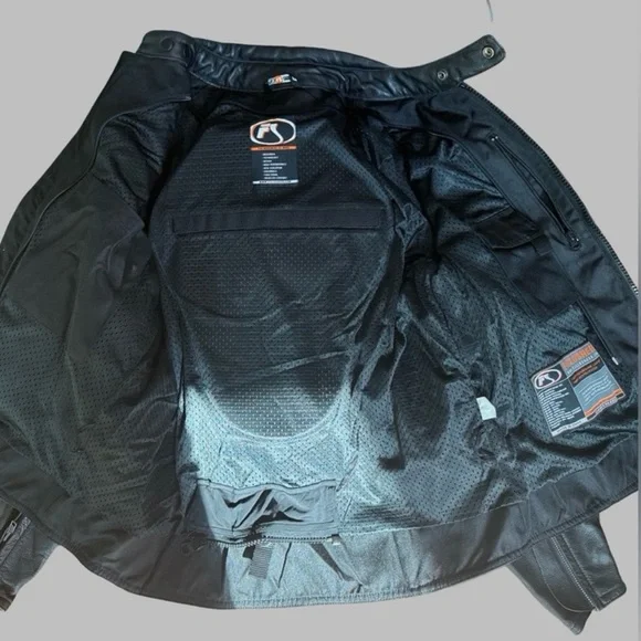 Fieldsheer Leather Motorcycle Jacket Mens 42 Black Armor Vented Riding - Picture 4 of 8